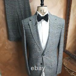Lutwyche Savile Row Handmade Heavy Wool Grey Check Suit 38R RRP £1,800.00