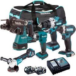 Makita 18V 5 Piece Power Tool Kit with 2 x 5.0Ah Batteries & Charger T4TKIT-75