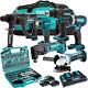 Makita 18v 6 Piece Tool Kit With 3 X 5.0ah Batteries Charger & 101 Accessory Set