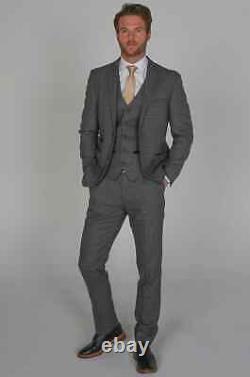 Men's Charcoal Grey Tweed Three Piece Suit Heavy Fabric, Tailored Fit, Wedding