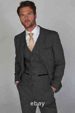 Men's Charcoal Grey Tweed Three Piece Suit Heavy Fabric, Tailored Fit, Wedding