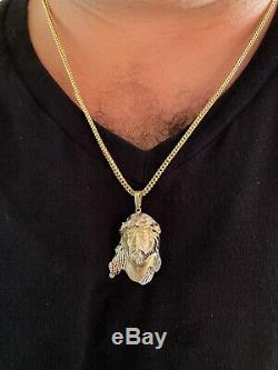 Mens Real Solid 14k Yellow Gold Jesus Face Piece Heavy 11 Grams 1.5x1 Necklace