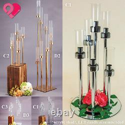Metal Wire Flower Centerpiece Stand Vase Pillar Wedding Clear PVC Candle Holder