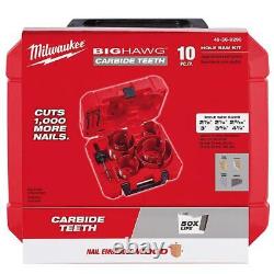 Milwaukee BIG HAWG Carbide Hole Saw Kit 10 Piece Heavy Duty Multi Material Bit