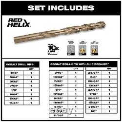 Milwaukee Heavy Duty Cobalt Drill Bit Set Twist Hard Metal Power Tool 29 Piece