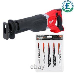 Milwaukee M18BSX M18 18V Heavy Duty Reciprocating Saw With 5 Piece Saw Blade