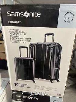 NEW Samsonite Endure 2 Piece Hardside Suitcase/Luggage Set Black 4 Wheel Spinner