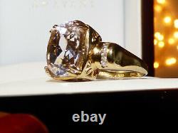 Natural Kunzite Large Carat Gold Ring heavy piece