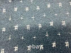 Navy Blue Cream Heavy patterned fabric W145cms 5.2 metres @£100 piece
