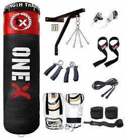 New 17 Piece Boxing Set 5ft Filled Heavy Gloves, Chains, Bracket, Punch Bag Kick
