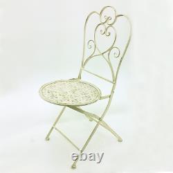 New! 3 Piece Marseille Antiqued Heavy Iron Folding Bistro Set -2 Chairs + Table
