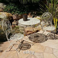 New! 3 Piece Versailles Antiqued Heavy Iron Folding Bistro Set -2 Chairs + Table