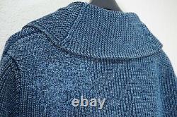 New $790 Rrl Indigo Navy Patch Work Heavy Cotton Shawl Cardigan Repaired