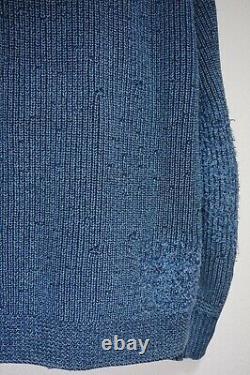 New $790 Rrl Indigo Navy Patch Work Heavy Cotton Shawl Cardigan Repaired