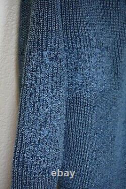 New $790 Rrl Indigo Navy Patch Work Heavy Cotton Shawl Cardigan Repaired