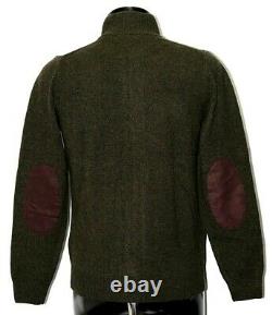 New Barbour Cardigan Wool Dark Green Patch Zip Thru MKN0731 Sweater Patches