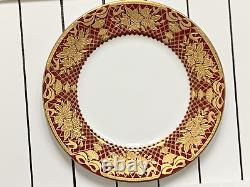 New De Lamerie China Heavily Gilded Floral Bells Burgundy Gold Dinner Plate 11