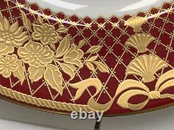 New De Lamerie China Heavily Gilded Floral Bells Burgundy Gold Dinner Plate 11