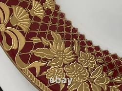 New De Lamerie China Heavily Gilded Floral Bells Burgundy Gold Dinner Plate 11