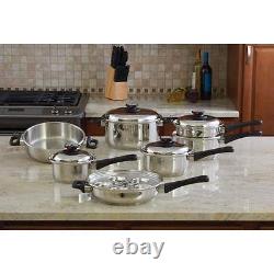New Extra Heavy Stainless Steel Maxam Cookware Set Pots Pans Steamer 17 Piece