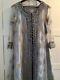 New Grey Net Gown 3 Piece Set With Heavy Hand Embroidery In Silver & Gold-small