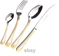 New HEAVY 72 PIECE GOLD CUTLERY TABLE SET STAINLESS STEEL CANTEEN CHRISTMAS GIFT
