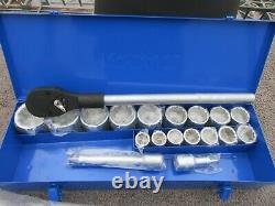 New, HEAVY DUTY Kobalt 20 Piece Mechanic's 3/4 Drive Socket and Ratchet Set