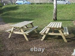 New Hand Made 6ft Patio Garden Pub Picnic Bench Table Seat Heavy Duty Fsc Timber