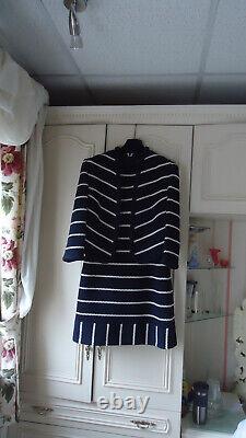 New Karen Millen Fabulous Heavy Quality Navy/white Dress Suit Size 16