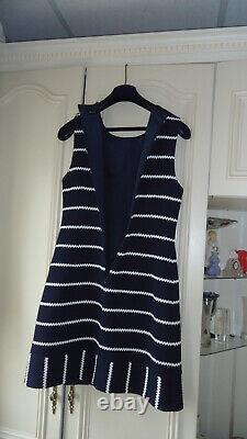 New Karen Millen Fabulous Heavy Quality Navy/white Dress Suit Size 16