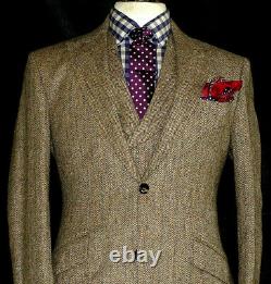 New Mens Walker Slater Heavy Weight Tan Brown Tweed 3 Piece Suit 38r W32 X L32