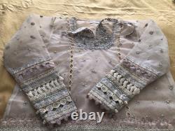 New Original Suffuse Off White Organza heavy Embroidered 3 piece suit-Large