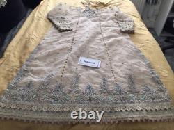 New Original Suffuse Off White Organza heavy Embroidered 3 piece suit-Large