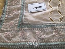 New Original Suffuse Off White Organza heavy Embroidered 3 piece suit-Large