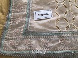 New Original Suffuse Off White Organza heavy Embroidered 3 piece suit-Large