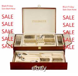 New Zillinger Gold Heavy 72 Piece Cutlery Set Stainless Steel Canteen In 3design