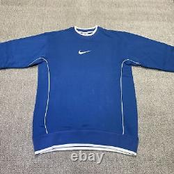 Nike Sweatshirt Pullover Blue White Spell Out Heavy Duty Vintage Retro Y2K Boys