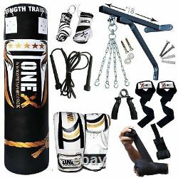 ONEX 17 Piece Boxing Set 5ft Filled Heavy Punch Bag Gloves, Chains, Bracket, Kick