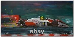 Original FORMULA ONE Painting McLaren Race Car F1 Pilot Senna racing Signd Kravt