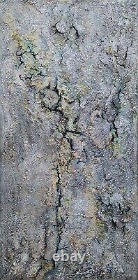 Original acrylic texture art on canvas Heavy texture paint Mixed media 24x12