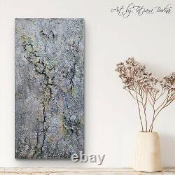 Original acrylic texture art on canvas Heavy texture paint Mixed media 24x12