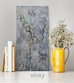 Original acrylic texture art on canvas Heavy texture paint Mixed media 24x12