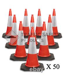 PACK OF 50 Heavy Duty ELITE U. K Traffic Cones (2 PIECE 1000 mm)