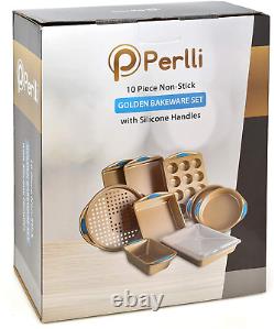 PERLLI Nonstick Bakeware Set Baking Pan Set, 10 Piece Heavy Duty Professional Ki