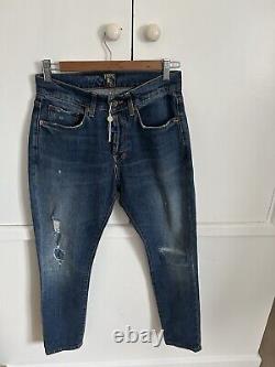 PRPS Jeans Mens 30x28 Windsor Crop Skinny Heavy Whiskered Dark Patch Wash NEW