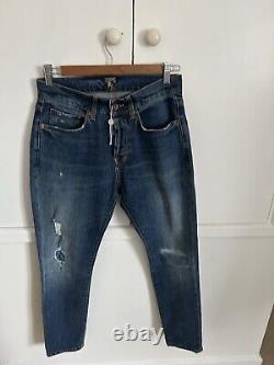 PRPS Jeans Mens 30x28 Windsor Crop Skinny Heavy Whiskered Dark Patch Wash NEW
