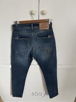 PRPS Jeans Mens 30x28 Windsor Crop Skinny Heavy Whiskered Dark Patch Wash NEW