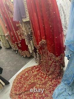 Pakistani Bridal Heavy Designer Lehnga With Trail, One-Off Piece