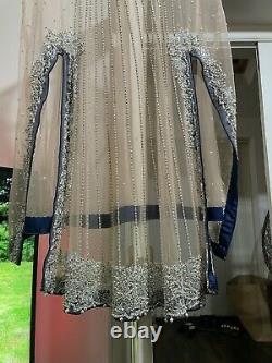 Pakistani Heavy Embelished Cape 3 Piece Suit Size S-M Khaadi Sapphire Maria B