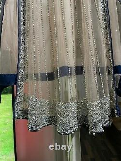 Pakistani Heavy Embelished Cape 3 Piece Suit Size S-M Khaadi Sapphire Maria B